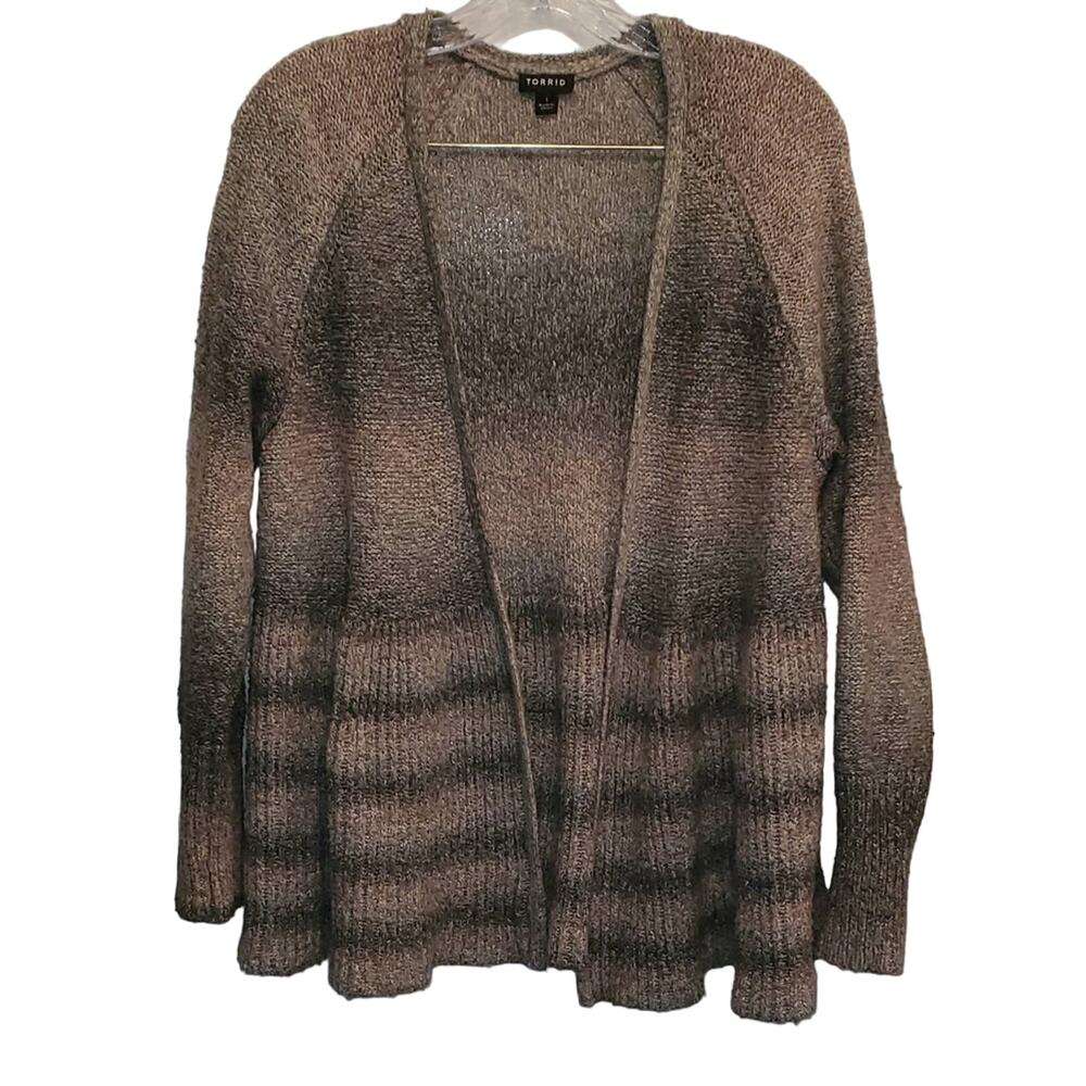 TORRID Open Knit front Ombre Striped Cardigan Sweater Plus Size 1X